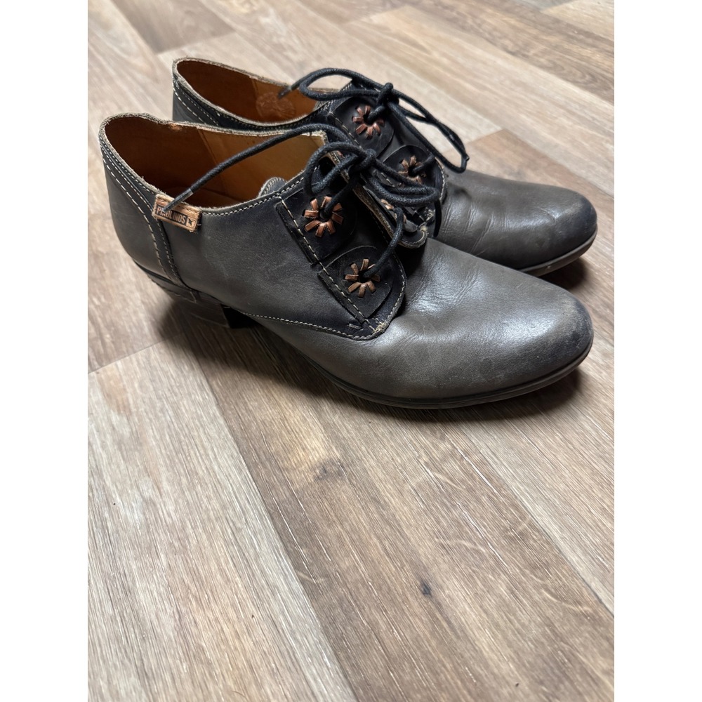Pikolinos Rotterdam Women Grey Leather Lace Up Oxford Heels Shoes EU 38 - Picture 3 of 11